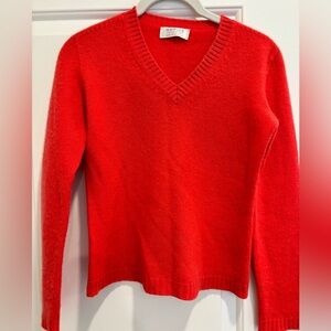Red V-Neck Cashmere Sweater